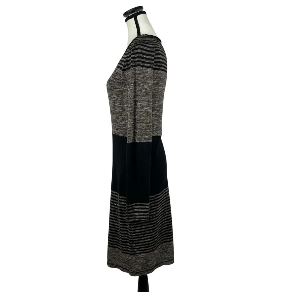 Max Studio Sweater Dress Gray Black Striped Small